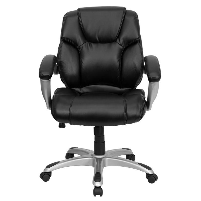 Flash Furniture Mid-Back Black Leather Swivel Task Chair