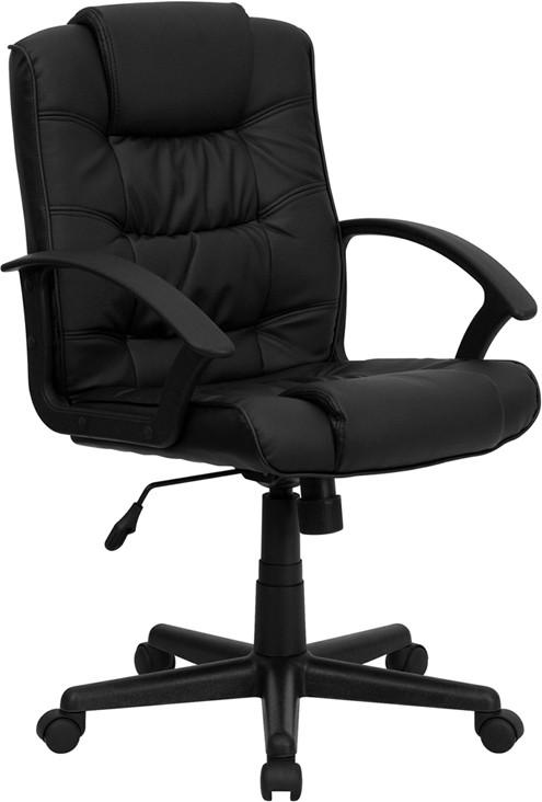 Flash Furniture Mid-Back Black Leather Swivel Task Chair