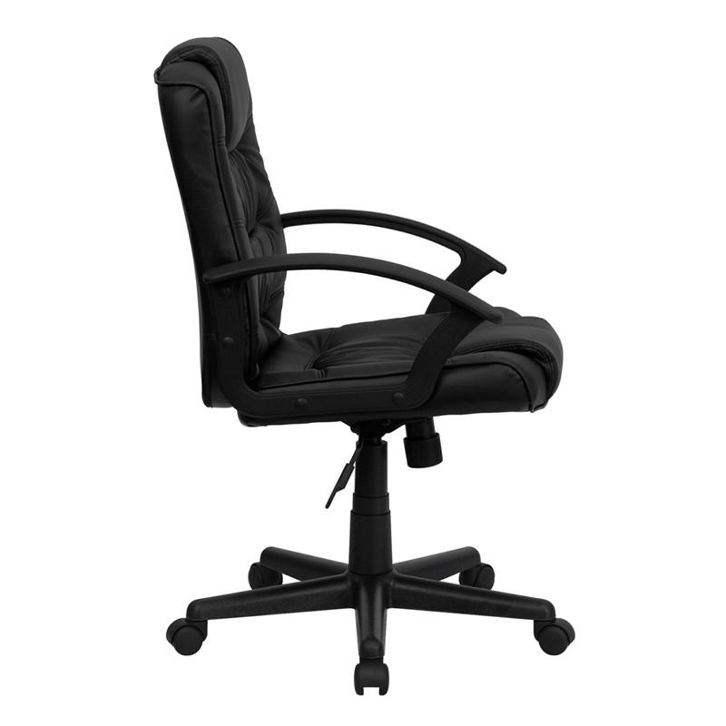 Flash Furniture Mid-Back Black Leather Swivel Task Chair