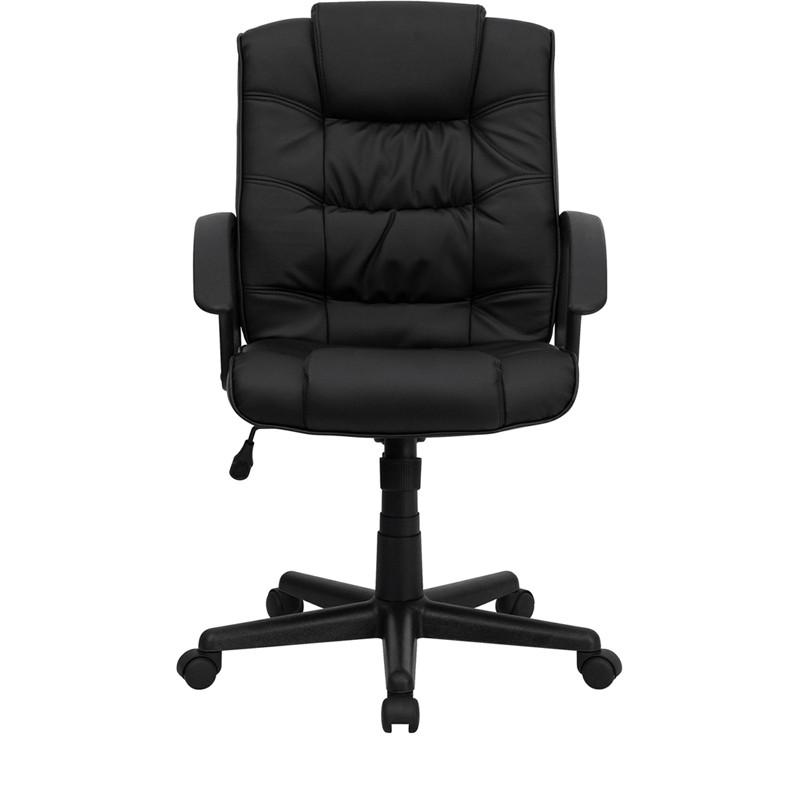 Flash Furniture Mid-Back Black Leather Swivel Task Chair