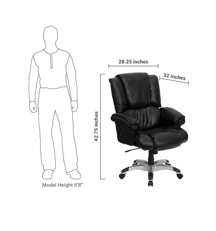 Flash Furniture High Back Black Leather Overstuffed Executive Swivel Office Chair