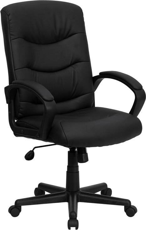 Flash Furniture Mid-Back Black Leather Swivel Task Chair
