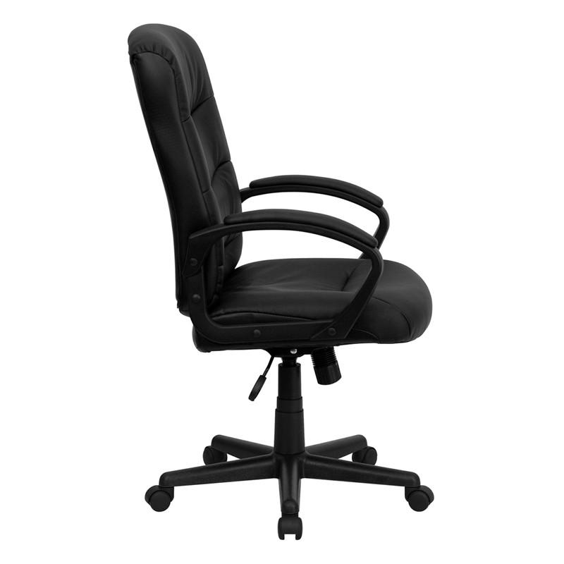 Flash Furniture Mid-Back Black Leather Swivel Task Chair