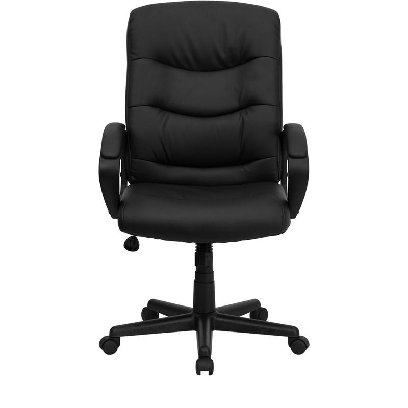 Flash Furniture Mid-Back Black Leather Swivel Task Chair