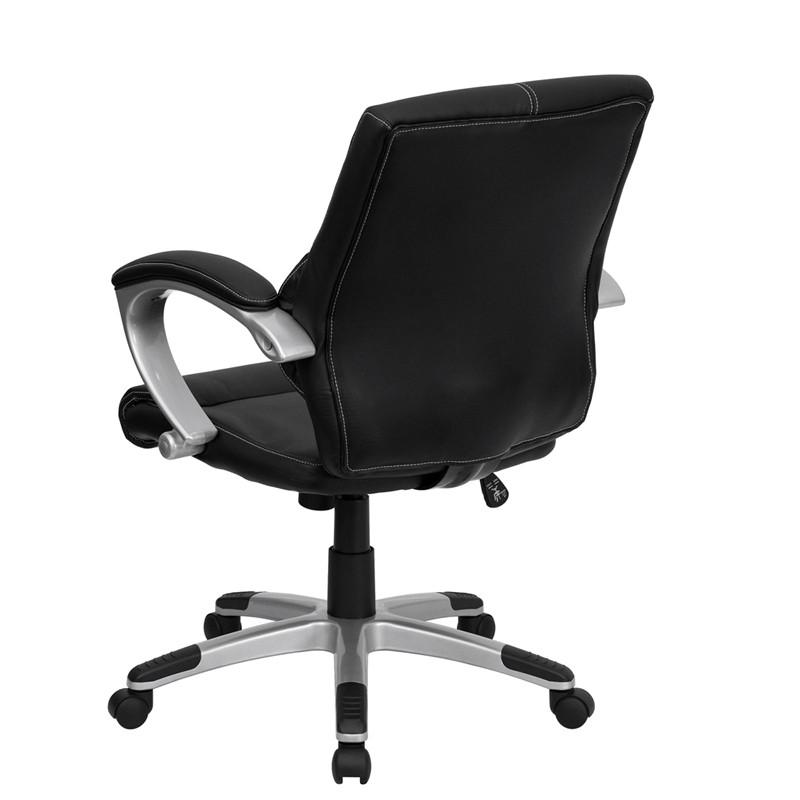 Flash Furniture Mid-Back Black Leather Contemporary Swivel Manager'S Chair