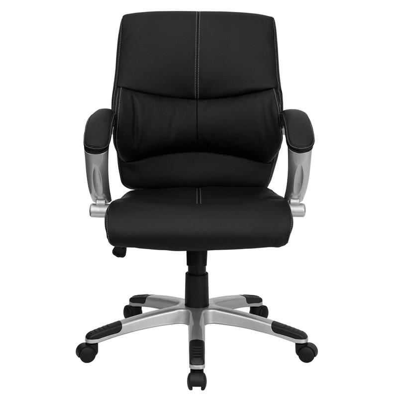 Flash Furniture Mid-Back Black Leather Contemporary Swivel Manager'S Chair