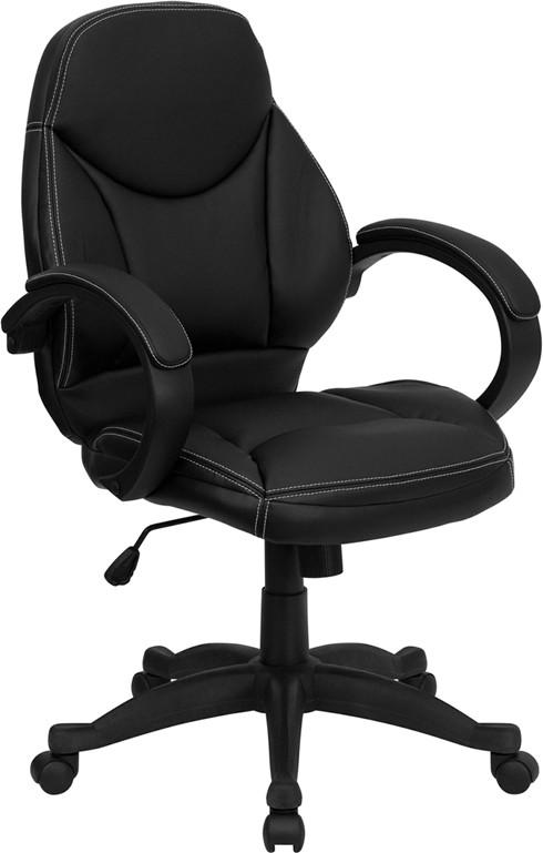 Flash Furniture Mid-Back Black Leather Contemporary Executive Swivel Office Chair
