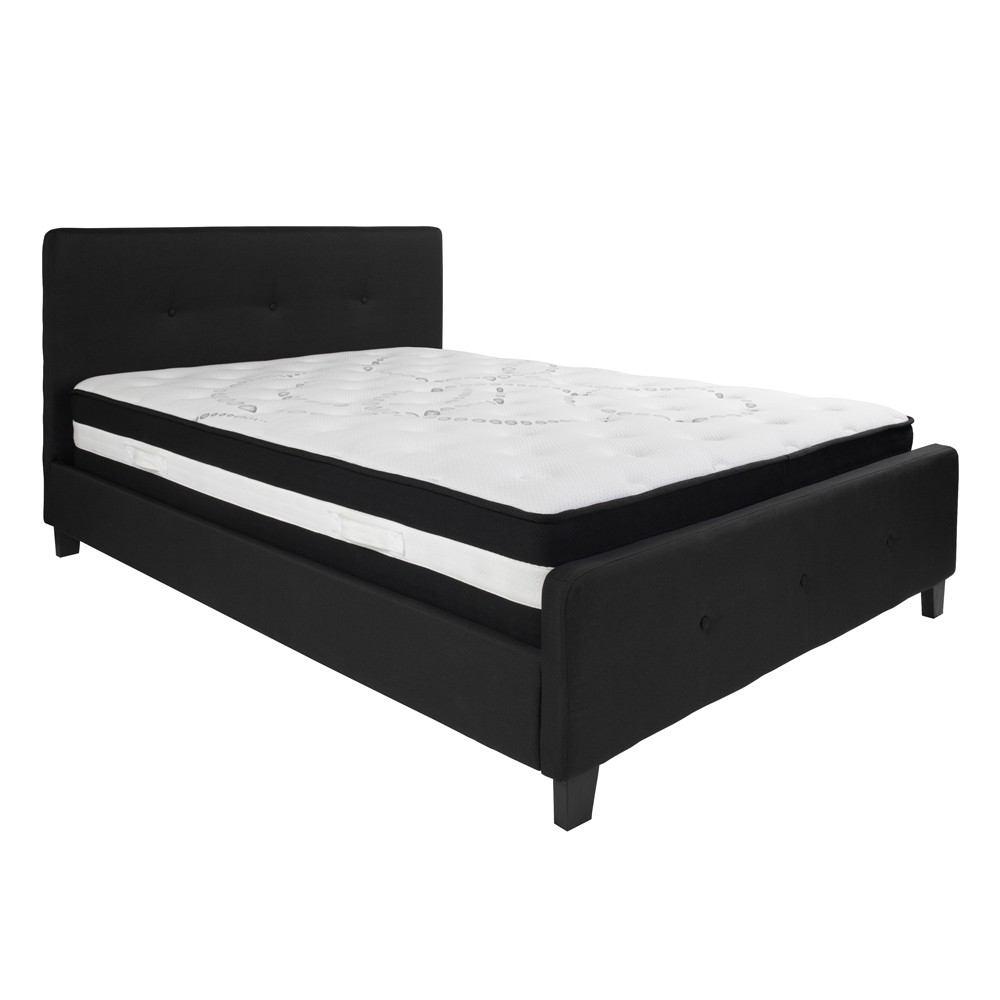 Flash Furniture Tribeca Queen Size Tufted Upholstered Platform Bed with Pocket Spring Mattress
