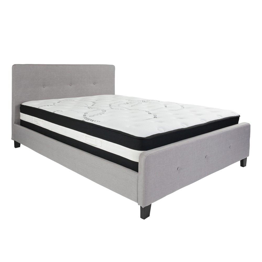 Flash Furniture Tribeca Queen Size Tufted Upholstered Platform Bed with Pocket Spring Mattress