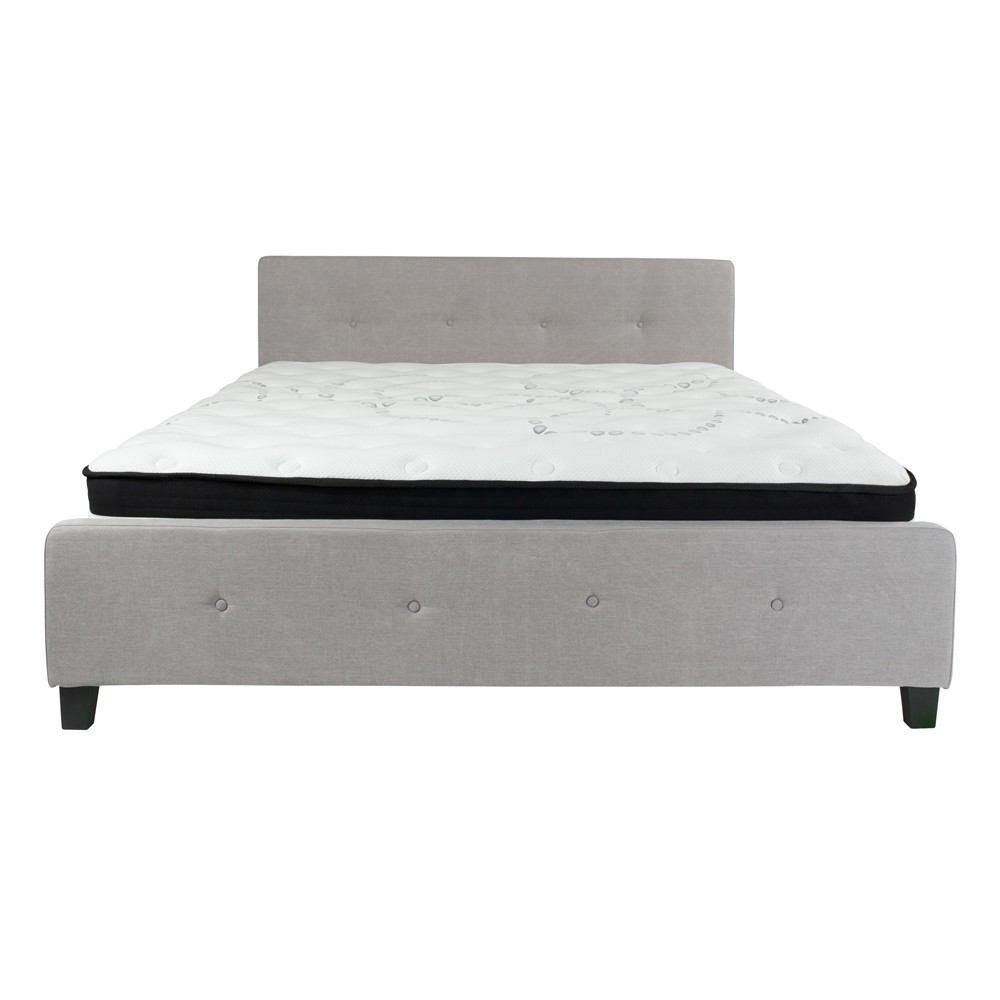 Flash Furniture Tribeca King Size Tufted Upholstered Platform Bed with Pocket Spring Mattress