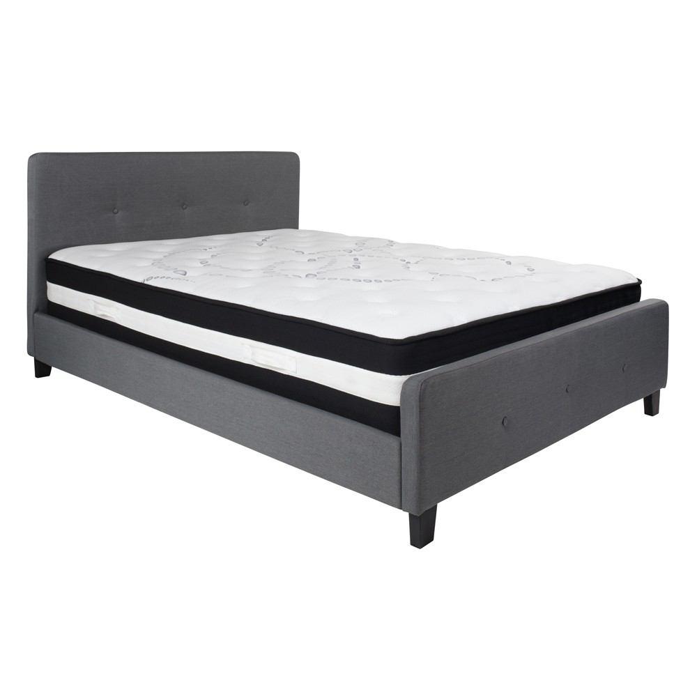 Flash Furniture Tribeca Queen Size Tufted Upholstered Platform Bed with Pocket Spring Mattress