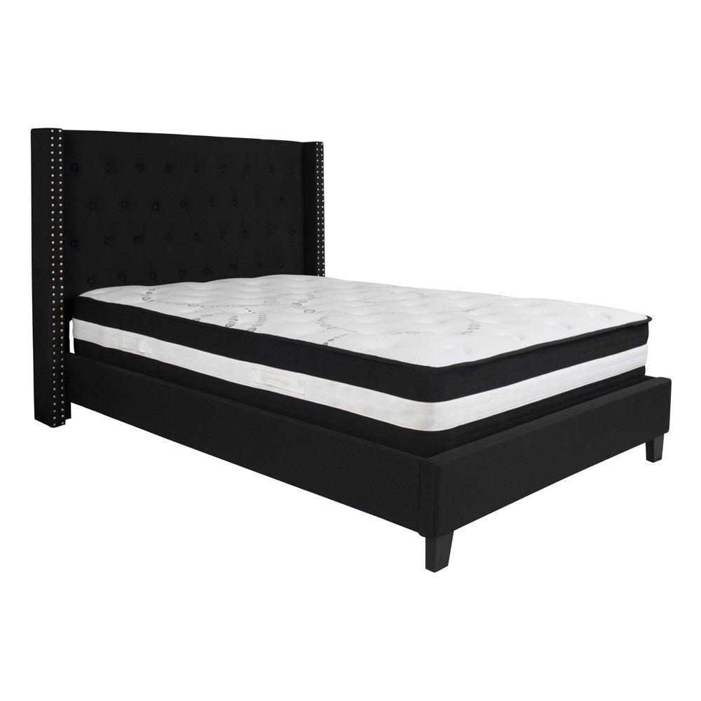 Flash Furniture Riverdale Full Size Tufted Upholstered Platform Bed with Pocket Spring Mattress