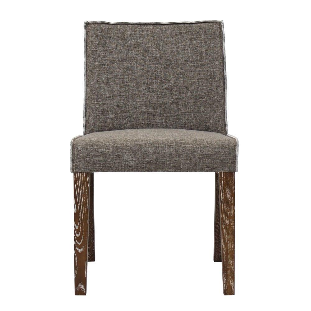 Padma's Plantation Higgs Beach Dining Chair - Brown/White Twill
