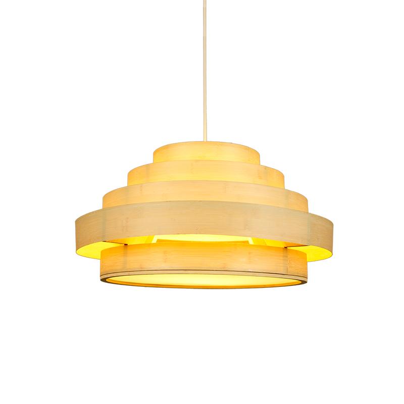Modern Wooden Oriental Pendant Lamp Bamboo Hand Knitted Pendant Light