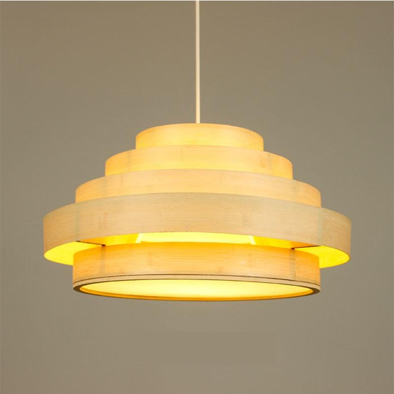 Modern Wooden Oriental Pendant Lamp Bamboo Hand Knitted Pendant Light