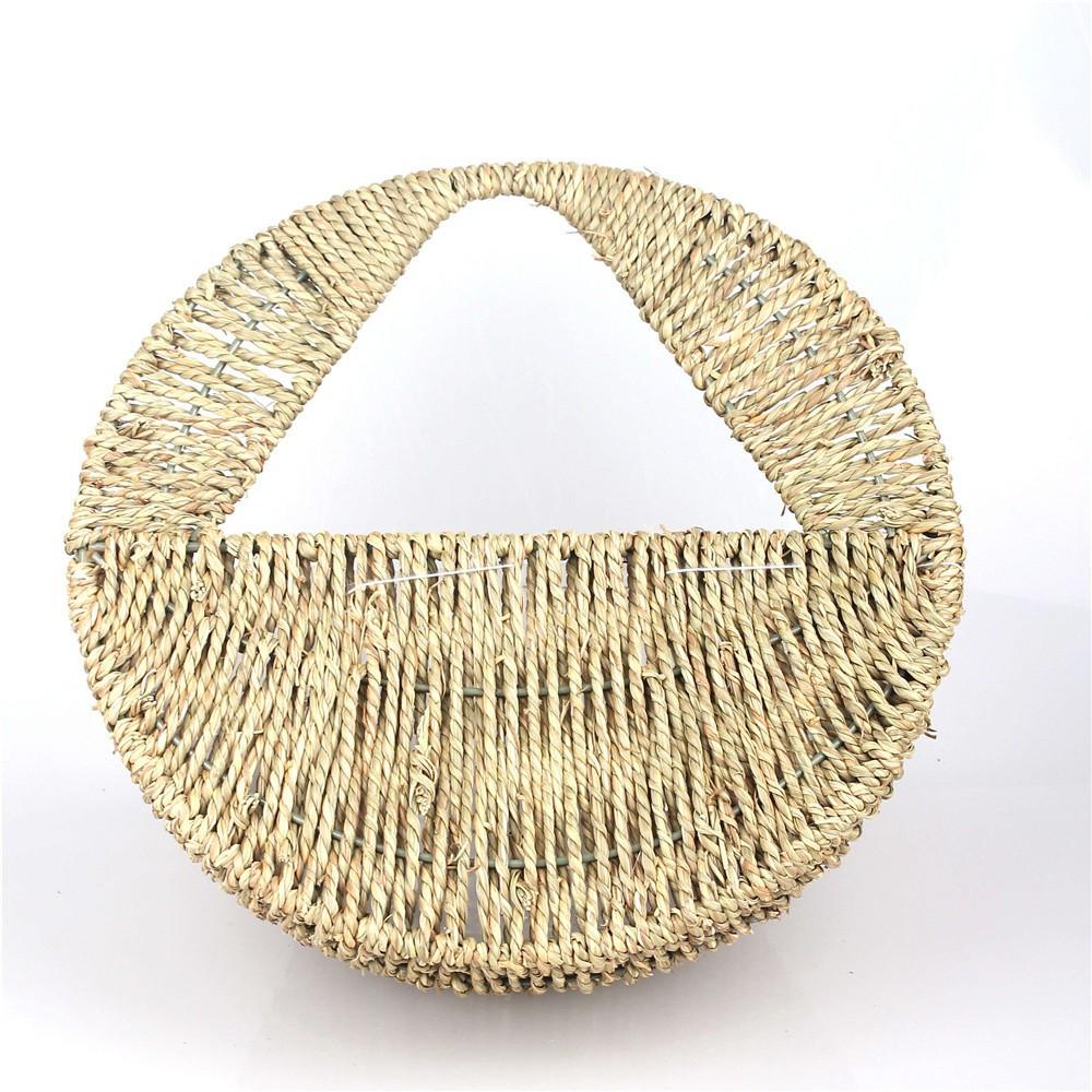 NCYP Flower Basket Wall Hanging Iron Straw Woven Flower Pot Planter Garden Decor Large Bins, Baskets & Buckets, Modish Store, - Modish Store