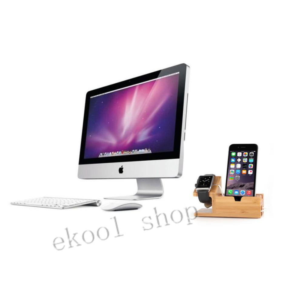 Genuine Bamboo Charging Dock Charger Station Desk Stand Holder for Apple Watch for iPhone 6 6S and Plus with 3 USB Ports Men's Accessories, Modish Store, - Modish Store