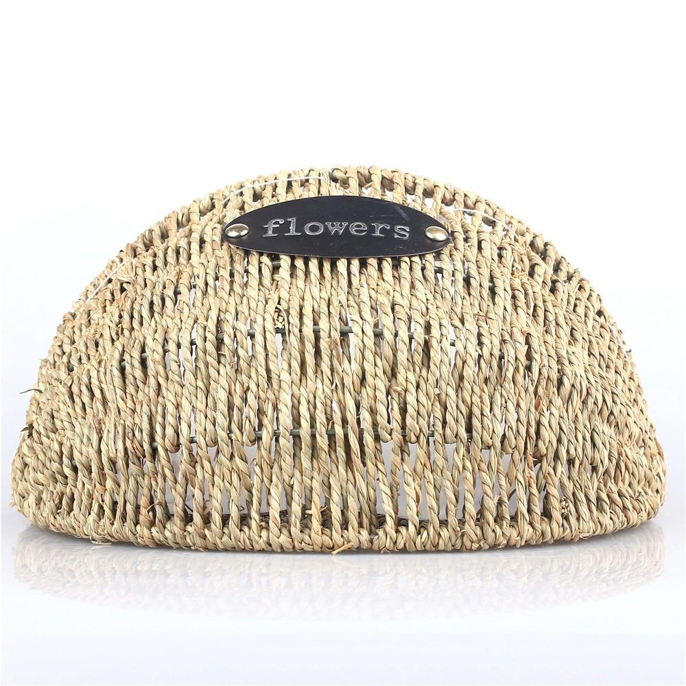 NCYP Flower Basket Wall Hanging Iron Straw Woven Flower Pot Planter Garden Decor Large Bins, Baskets & Buckets, Modish Store, - Modish Store