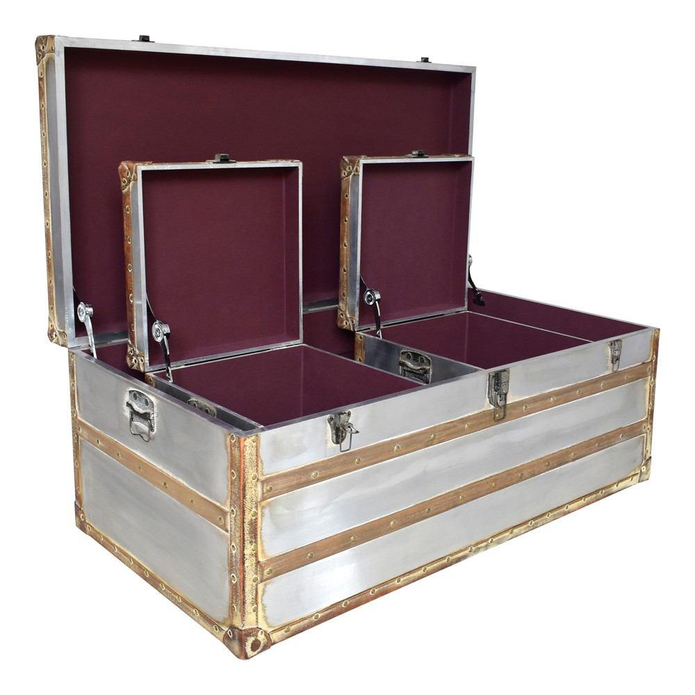 Moe's Home Collection Steamer Trunk Coffee And Side Tables Set
