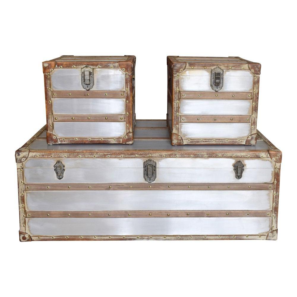 Moe's Home Collection Steamer Trunk Coffee And Side Tables Set
