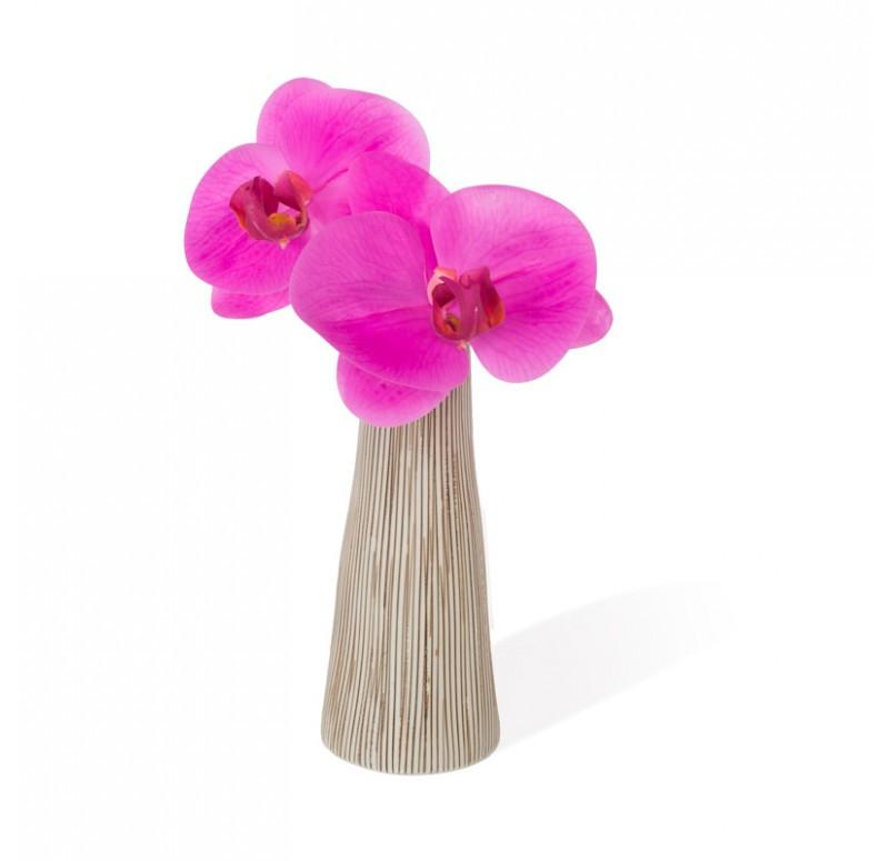 Gold Leaf Design Group Contour Cone Vase With Fuchsia Phalaenopsis Orchids - Set Of 2