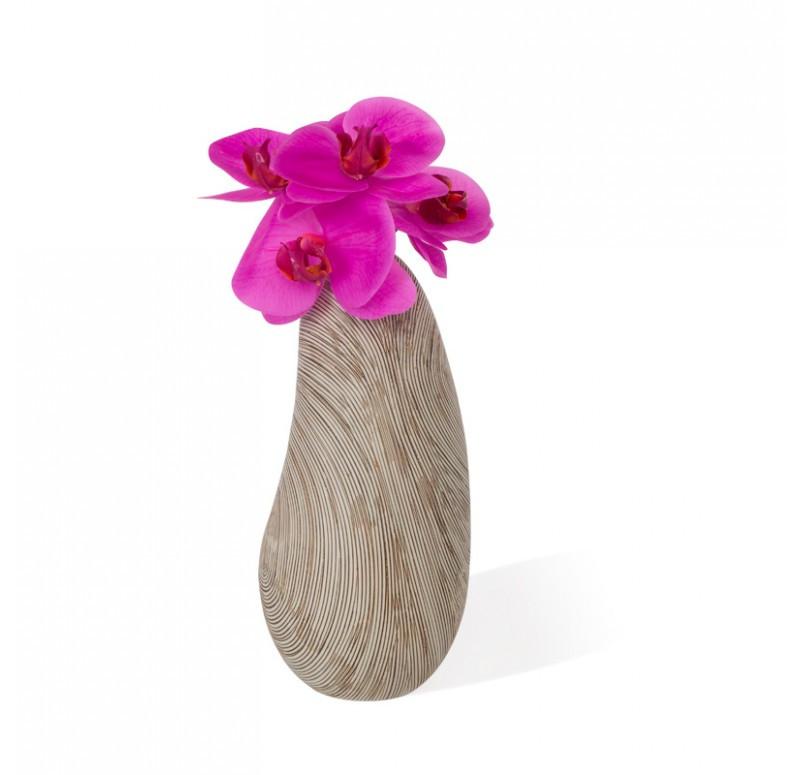 Gold Leaf Design Group Contour Organic Vase With Fuchsia Phalaenopsis Orchids - Set Of 2