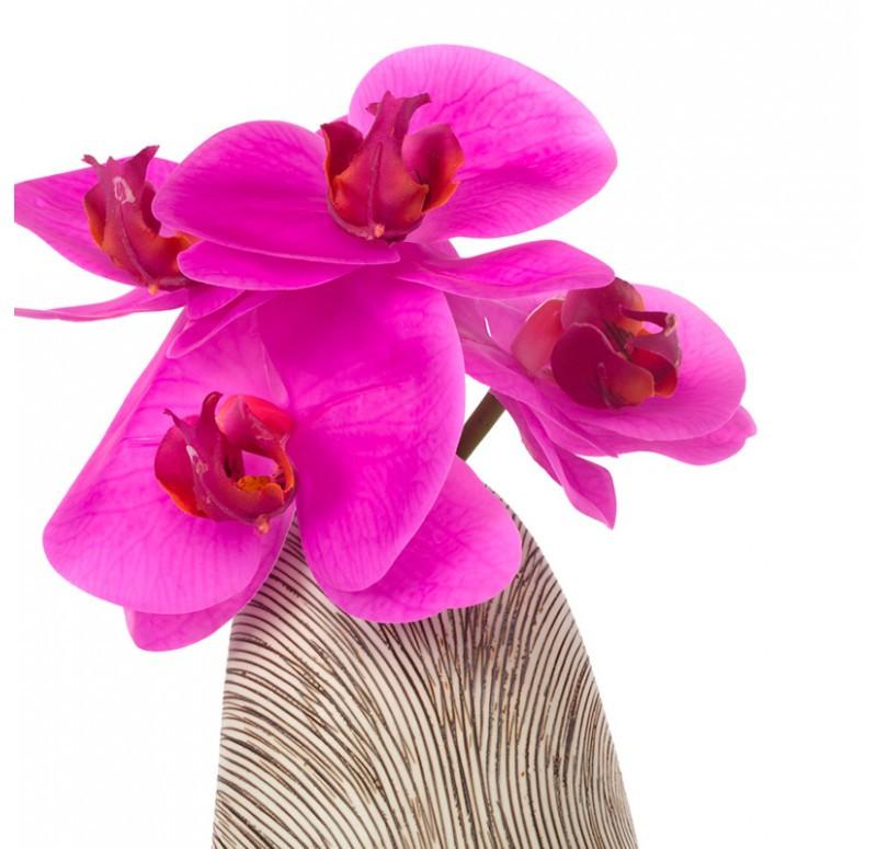Gold Leaf Design Group Contour Organic Vase With Fuchsia Phalaenopsis Orchids - Set Of 2