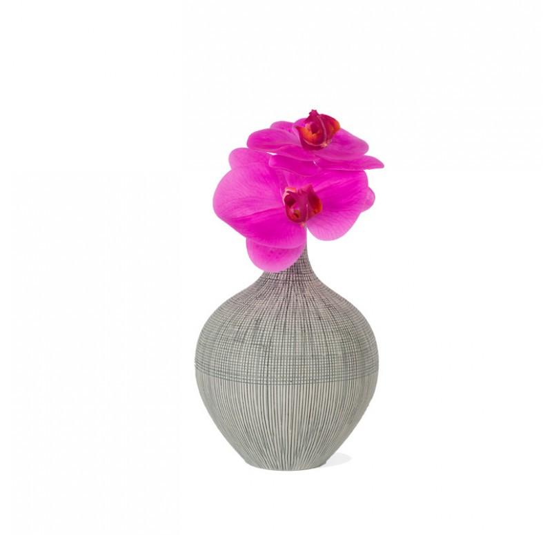 Gold Leaf Design Group Vortex Vase With Fuchsia Phalaenopsis Orchids - Set Of 2