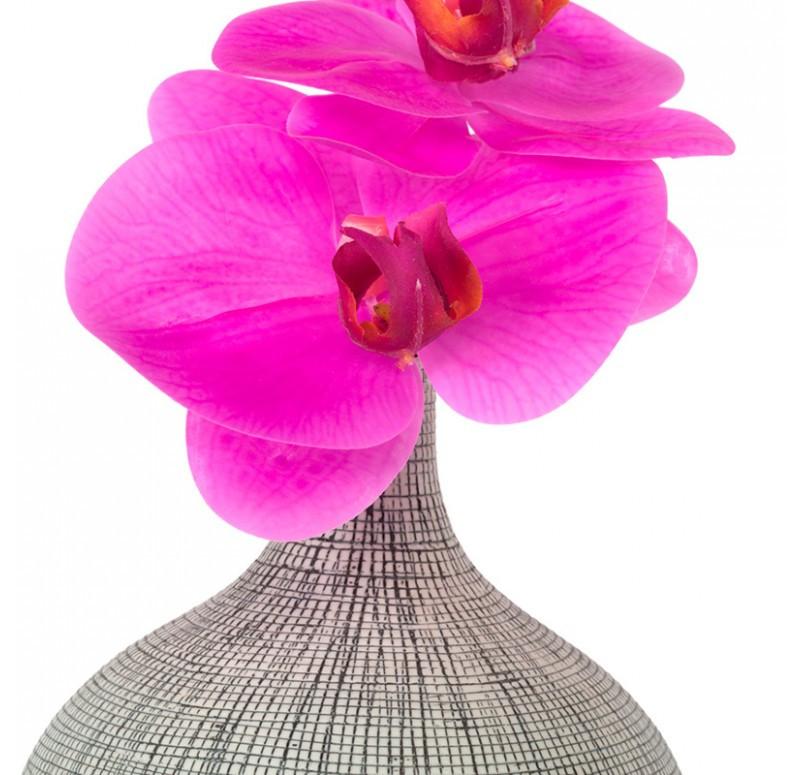 Gold Leaf Design Group Vortex Vase With Fuchsia Phalaenopsis Orchids - Set Of 2