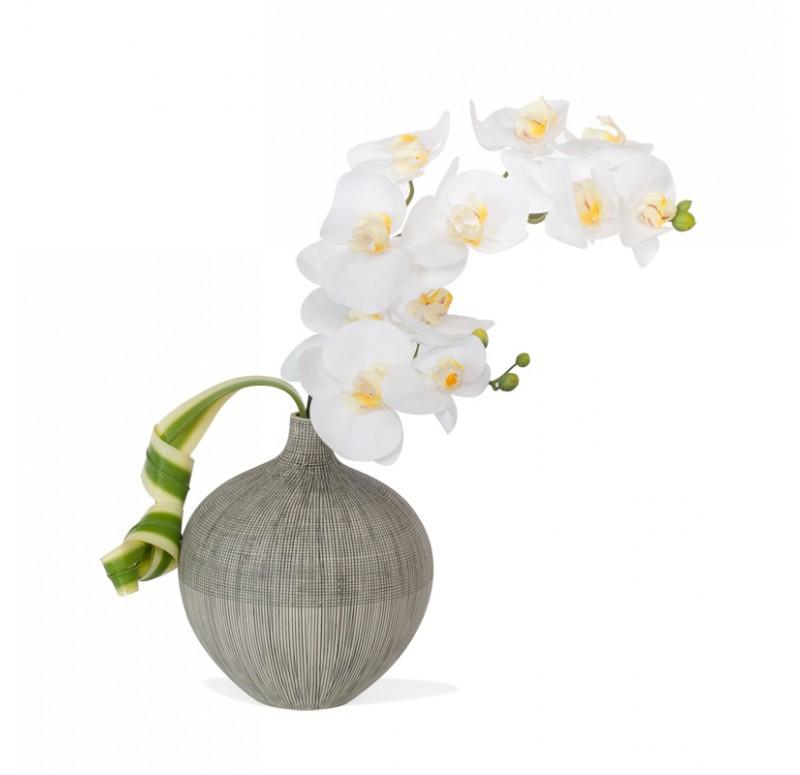 Gold Leaf Design Group Vortex Vase With White Phalaenopsis Orchid - Set Of 2