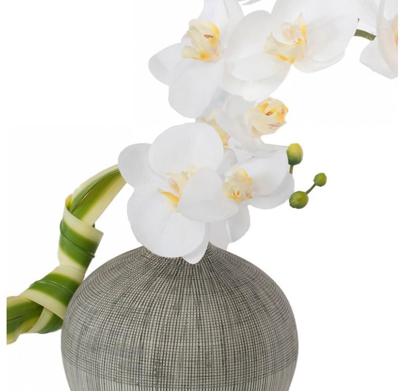 Gold Leaf Design Group Vortex Vase With White Phalaenopsis Orchid - Set Of 2