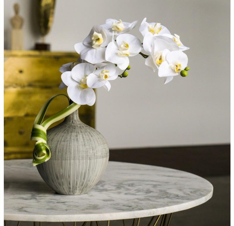 Gold Leaf Design Group Vortex Vase With White Phalaenopsis Orchid - Set Of 2
