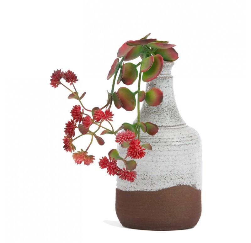 Gold Leaf Design Group Kalanchoe Flowers In Oxide Bottle - Set Of 2
