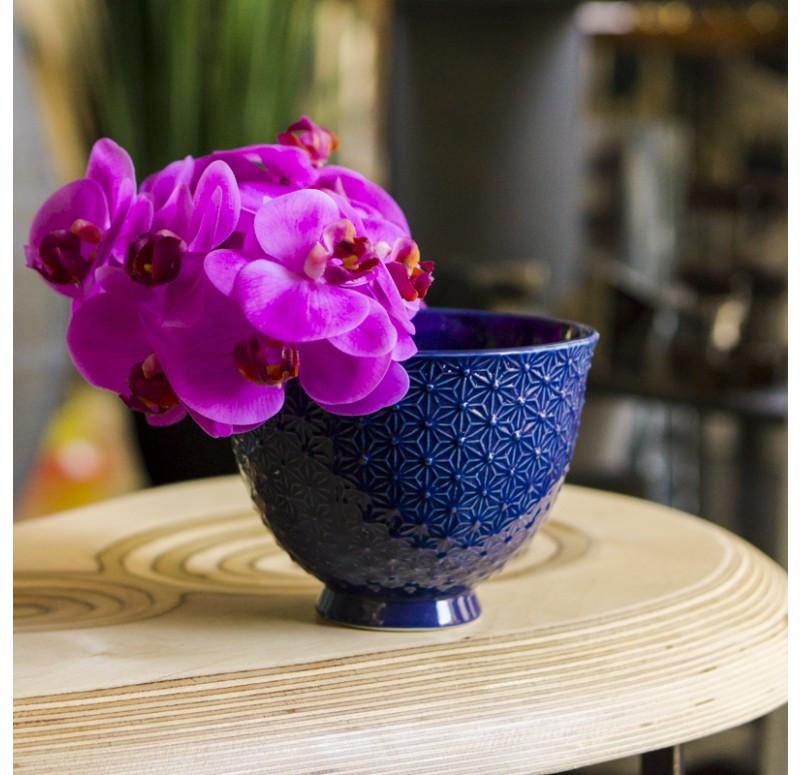 Gold Leaf Design Group Fuchsia Orchids In Blue Delft Bowl - Set of 2