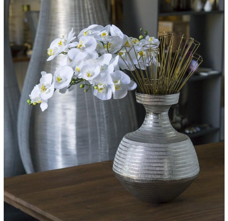Gold Leaf Design Group White Orchids And Wire Crystals In Script Vase