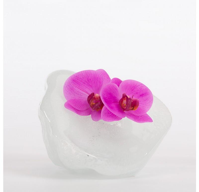 Gold Leaf Design Group Fuchsia Orchids In Iceberg Glass Sculpture