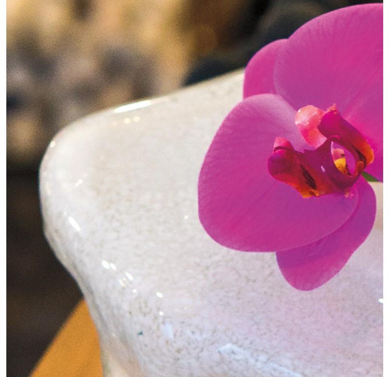Gold Leaf Design Group Fuchsia Orchids In Iceberg Glass Sculpture