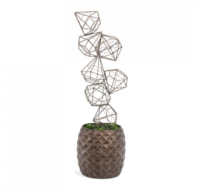 Gold Leaf Design Group Gem Diamond Sculpture In Prismic Planter