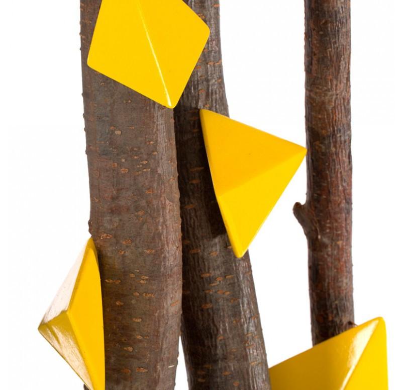 Gold Leaf Design Group Alder Wood Poles W/ Yellow Quad Wall Play In Custom Planter