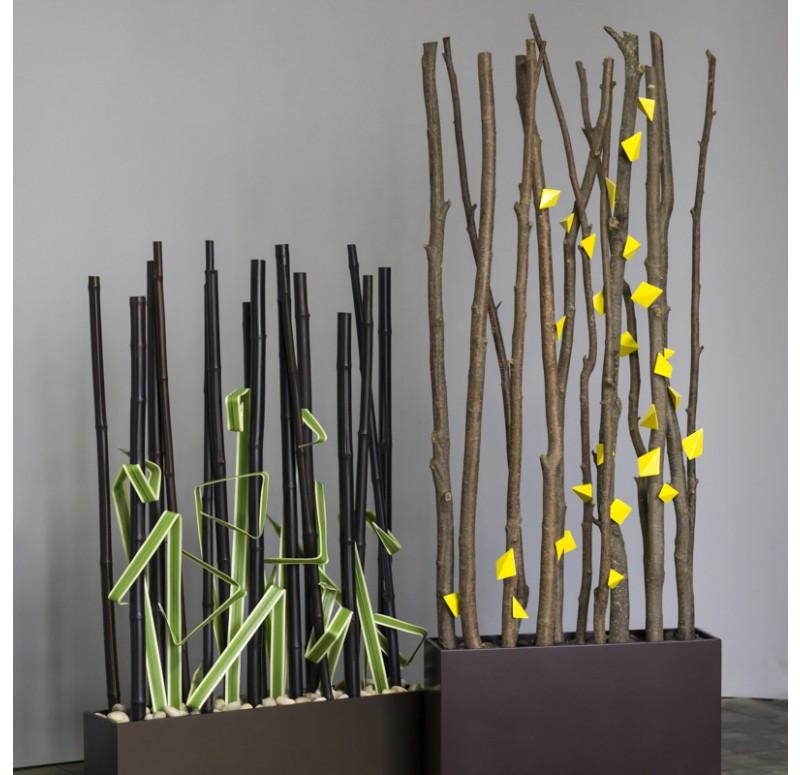 Gold Leaf Design Group Alder Wood Poles W/ Yellow Quad Wall Play In Custom Planter