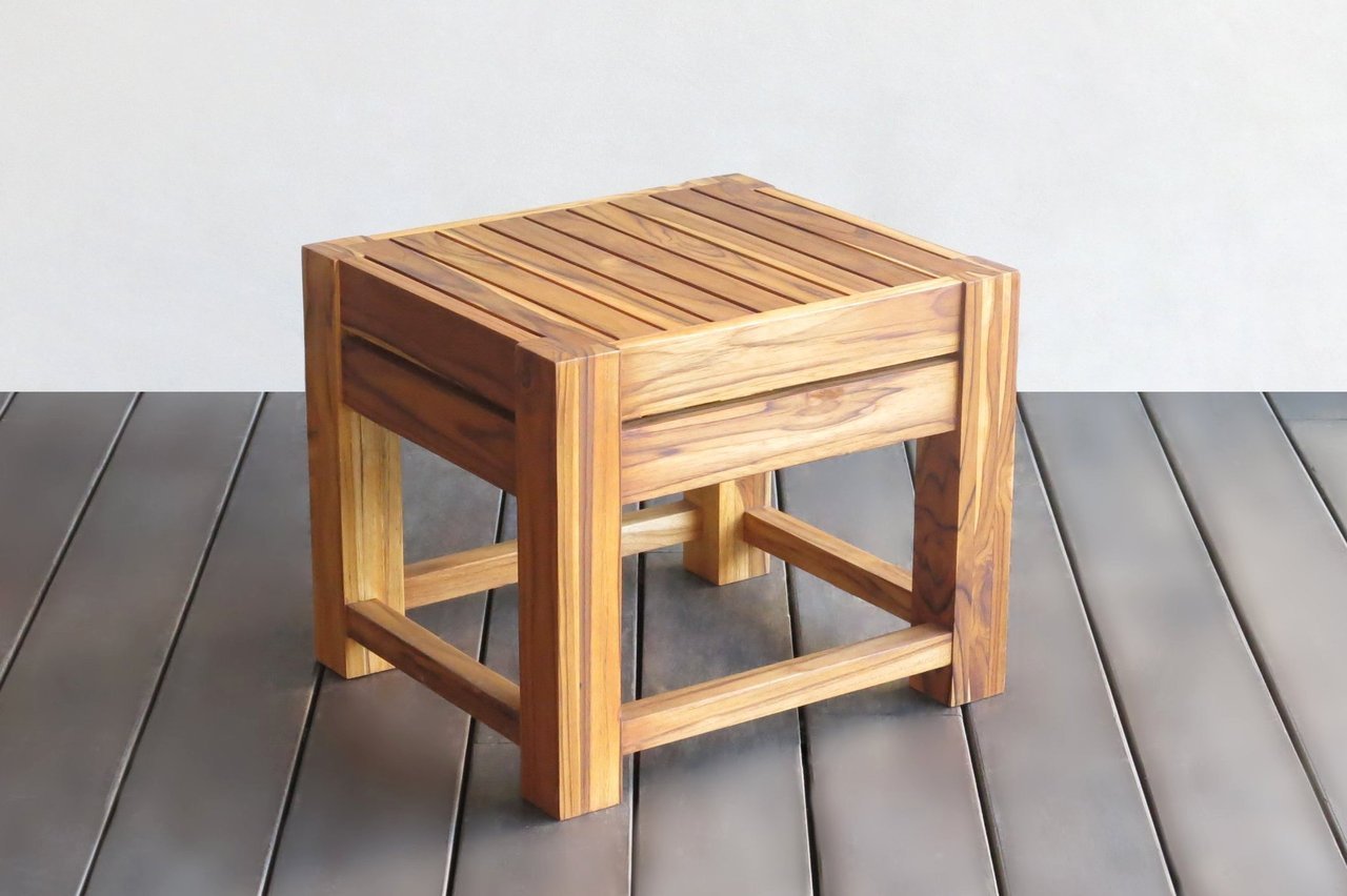 Masaya Tola Teak Shower Stool