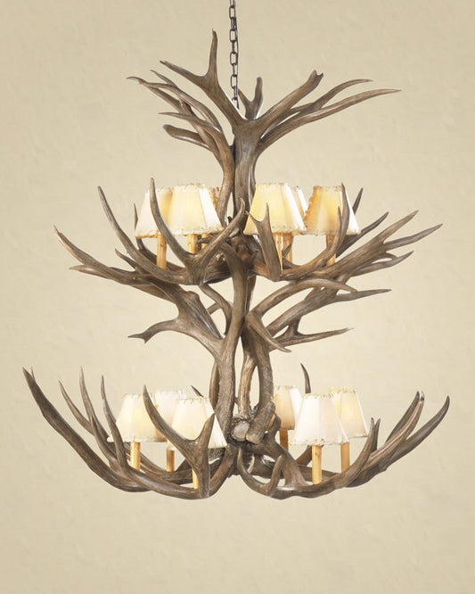 Antlerworx 20 Light Triple Tiered Mule Deer Antler Chandelier (SKU-71)