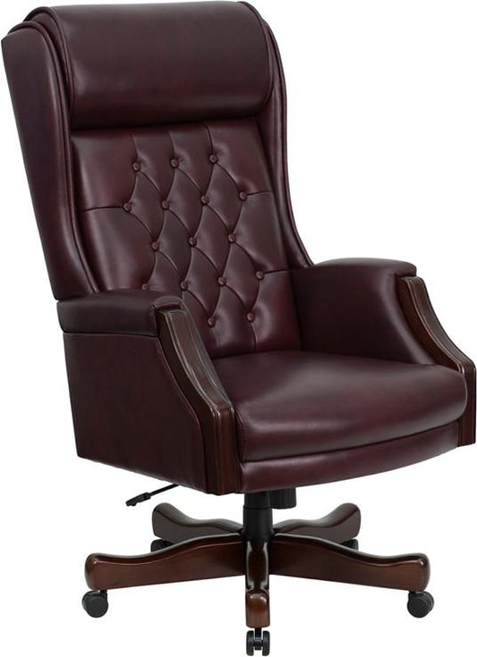 Flash Furniture High Back Traditional Tufted Burgundy Leather Executive Swivel Office Chair