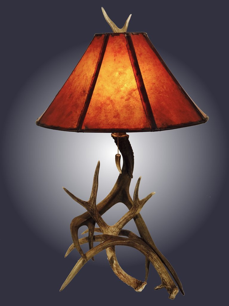 Antlerworx 3 Horn Mule Deer Antler Table Lamp (L-6)
