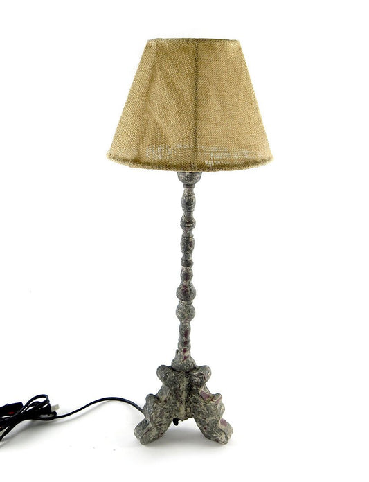 Vagabond Vintage Zinc Based Balustrade Lamp with Burlap Shade