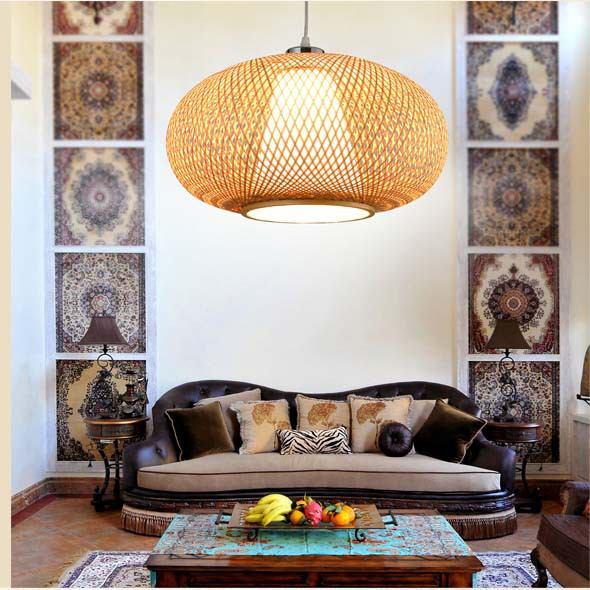 Bamboo Wicker Rattan Pendant Light Fixture Hanging Ceiling Lamp