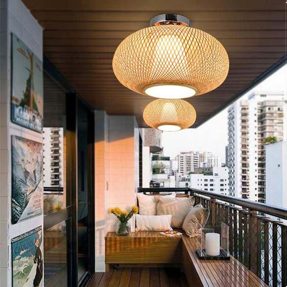 Bamboo Wicker Rattan Pendant Light Fixture Hanging Ceiling Lamp