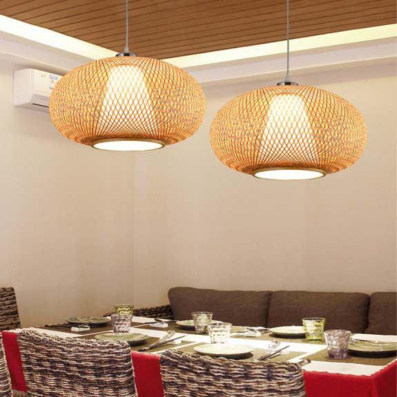 Bamboo Wicker Rattan Pendant Light Fixture Hanging Ceiling Lamp