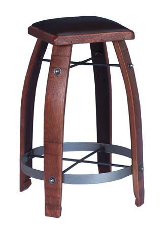 2-Day Designs 24" Stave Stool With a Chocolate Leather Seat