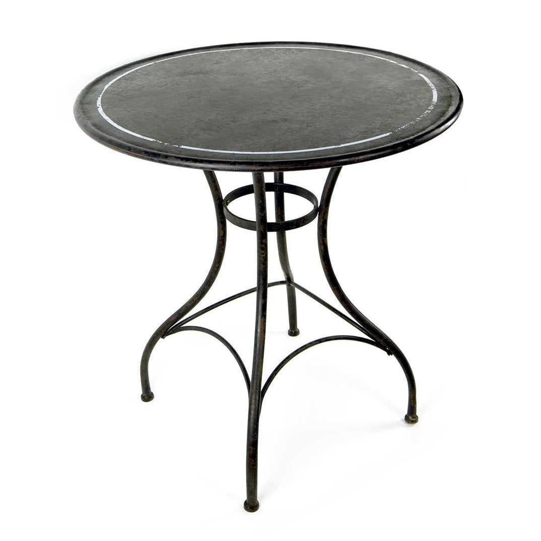 Vagabond Vintage Metal Bistro Table in Rustic Black and White Paint